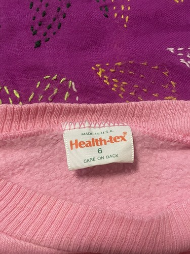 Vintage 1980’s Health-tex Girls Pink Active Graphic Sweatshirt. Size Large 10-12 - Picture 9 of 23