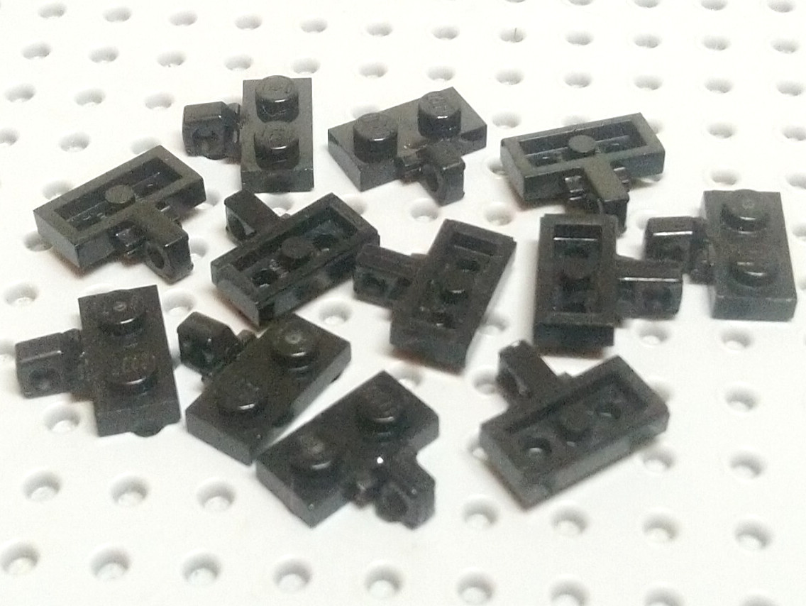 Lego Scharnier Verriegelungsplatte 1×2 mit 1 Finger an der Seite [44567] schwarz x12