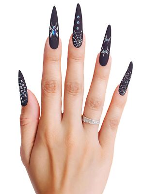 Schwarze Witwe Spinnen-Fingernägel - Glitzernde Spinnen für High Class Hexen und