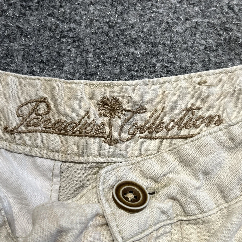 Paradise Collection Shorts Men 32 Beige Cargo Hawaiin Linen Blend 10" inseam - Image 4 of 4