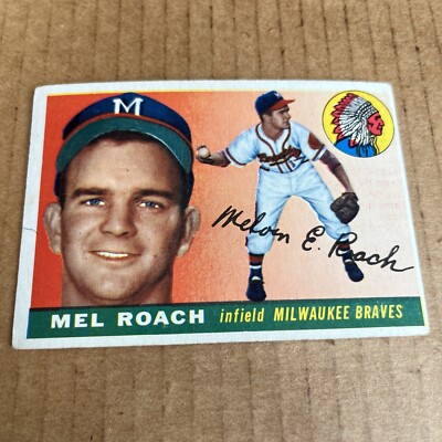 1955 Topps Mel Roach #117 Milwaukee Braves Vintage Baseball Card VG (e4)