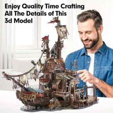SUPERB 3D DIY Pirates Ship Adventure Model Creative Book Nook Wooden Puzzle Kit