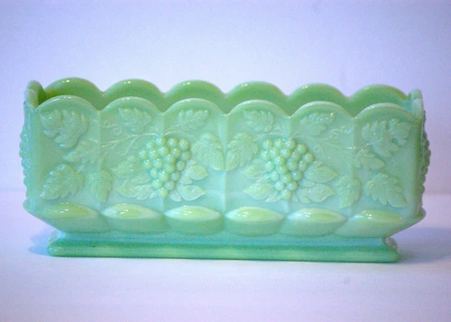 Westmoreland Jadeite Green Milk Glass Paneled Grape Planter Vintage