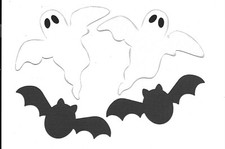 PREMADE SCRAPBOOK-PAPER PIECING-LAYOUT-HALLOWEEN-GHOSTS-BATS