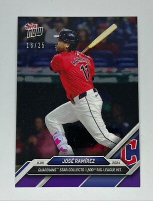 2024 Topps Now #771 Jose Ramirez Cleveland Guardians PURPLE Parallel 16/25