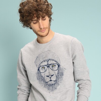 Herren Sweatshirt Farbe Grau, COOL LION