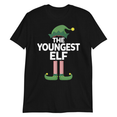 THE YOUNGEST ELF Unisex Shirt Family Funny Christmas Holiday Elves Matching XMas