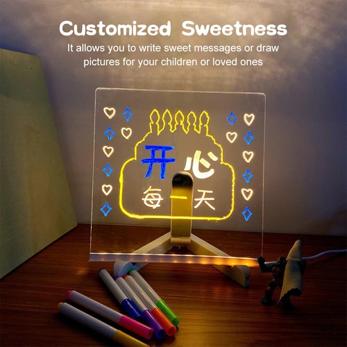 LED Note Board with Color Glowing Acrylic Markers Home Office ChristmasGift - Picture 5 of 18