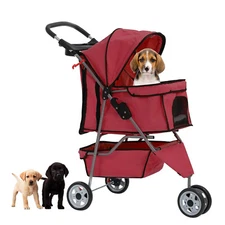 Dog Stroller,3 Wheels Travel Folding Pet Stroller for Small Medium Dog Cat Jogge