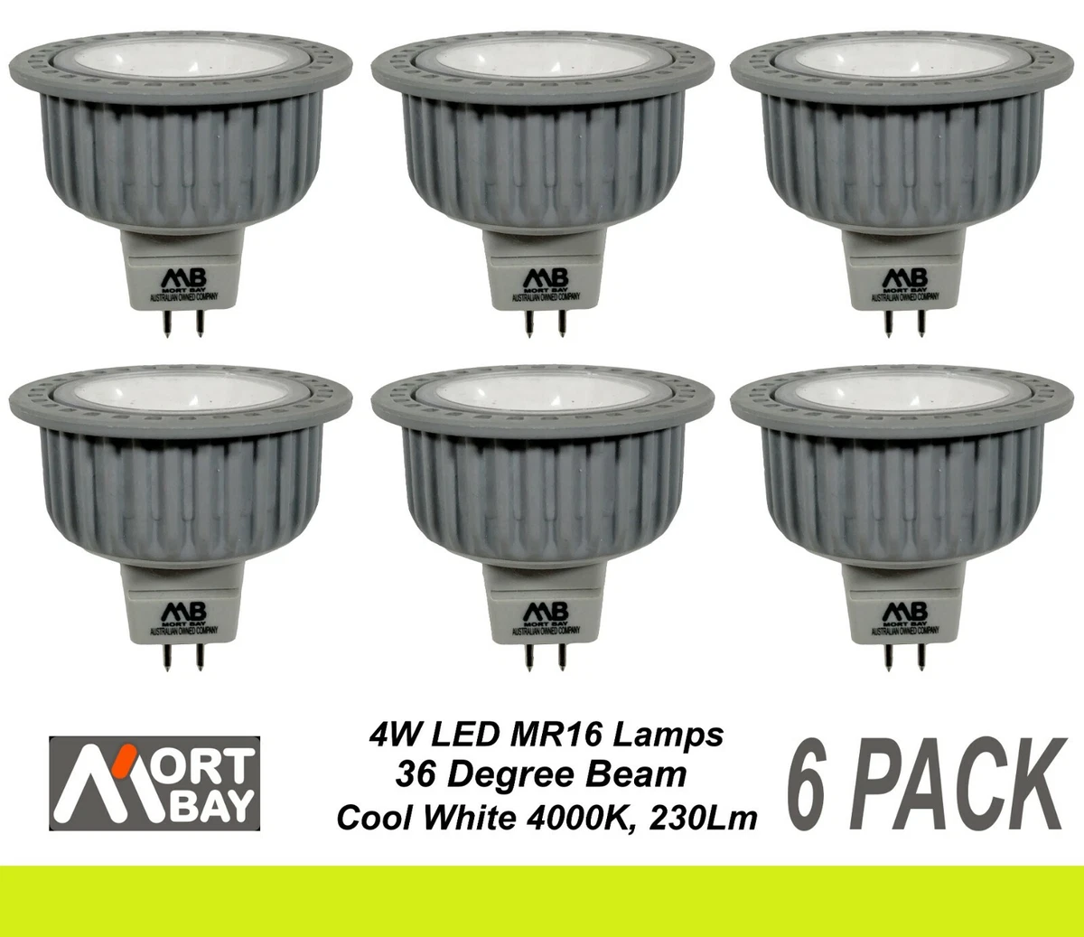 6 x LED Downlight Globes Bulbs 4W 12V MR16 Cool White 36D 4000K AC DC