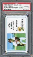 1981 PERMA GRAPHICS SUPER STAR CREDIT CARD ROD CAREW #NA PSA 10 POP 1 (125)
