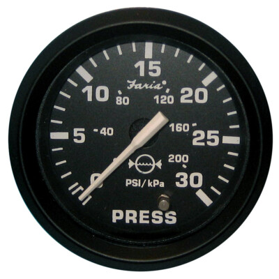#ad Faria Euro Black 2quot; Water Pressure Gauge 30 PSI $89.90