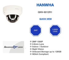 Hanwha Wisenet  2MP Outdoor Network IR Dome Camera QNV-6012R1 NDAA