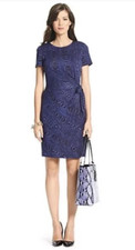 Diane von Furstenberg DVF Zoe Faux Wrap Tie Jersey Dress 4 2 0 Wood Grain Blue