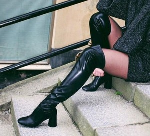 Heel Zara Size Knee Black Boots 4 Over PwTfA