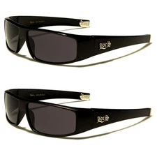 New Flat-Top Locs Black White Hardcore Shades Men's Rectangular Sunglasses