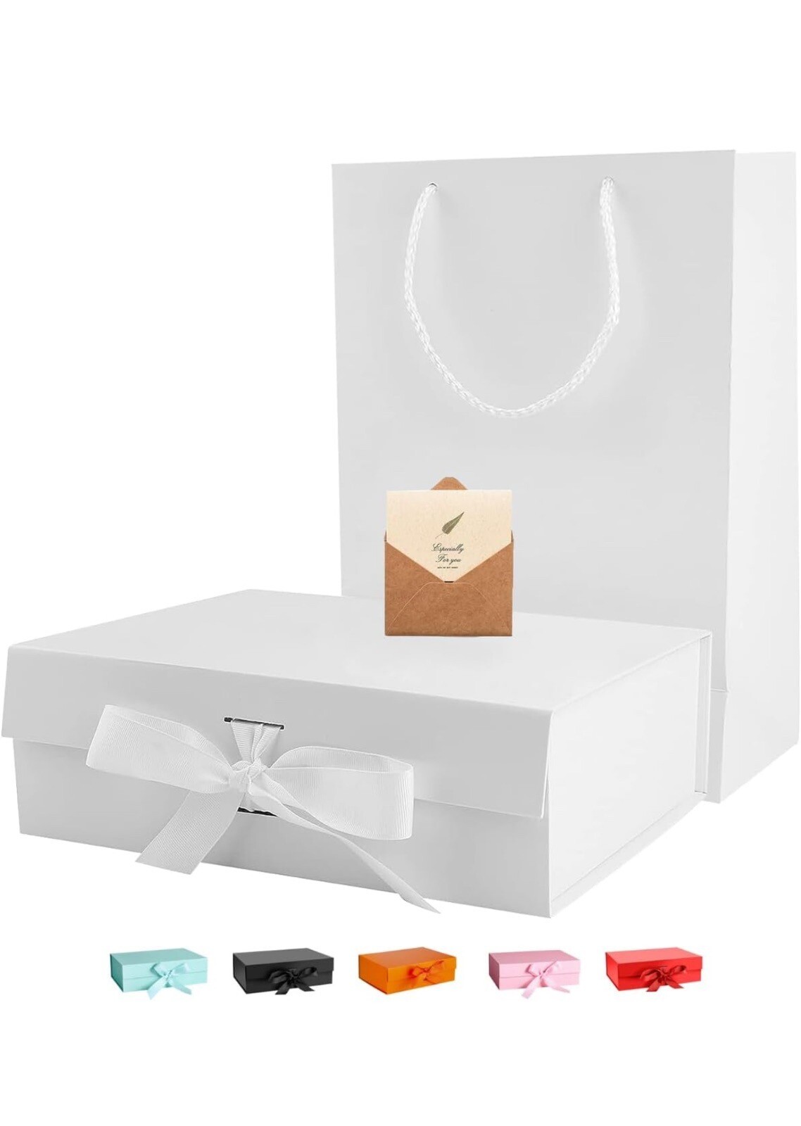 1 Gift Box With Ribbon, Various Colours & Sizes, Large Gift Box