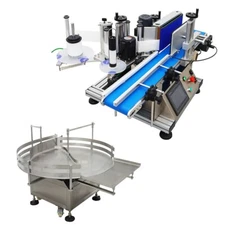 INTBUYING®Auto Round Bottle Label Machine And 39.3in Bottles Accumulation Table