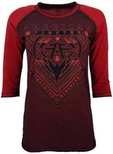 New Women's American Fighter Long Sleeve T-Shirt L/S Wardell 3/4 Raglan Tee XS-L