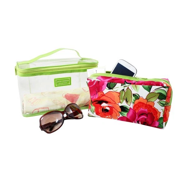 Bolsa de viaje para cosméticos de tocador Jacki Design Tropicana de 2 piezas, verde o naranja Foto 3 de 4