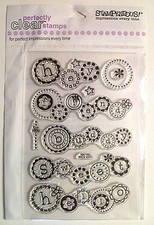 Stampendous Perfectly Clear round circle designs Words, NEW Gears