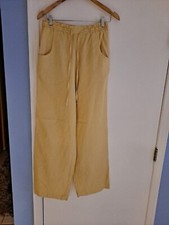 Rafaella Womens VTG Linen Yellow Drawstring Pants Sz MED "Drycleaned"