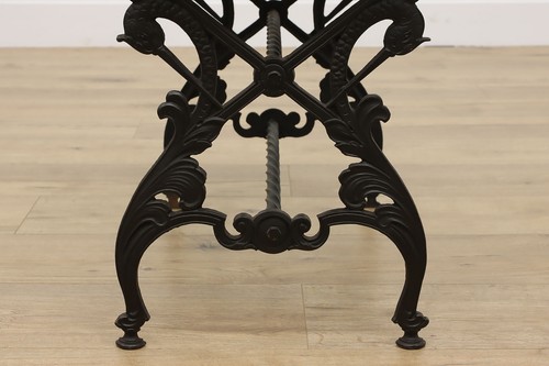 Victorian Antique Upholstered Cast Iron Boudoir Bench Storks #54059 - Picture 7 of 12
