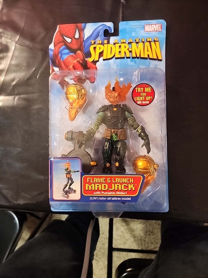Amazing Spider-Man FLAME & LAUNCH MAD JACK Action Figure Marvel ToyBiz 2006 NIB