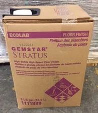ECOLAB GEMSTAR STRATUS 1111889 HIGH SOLID HIGH SPEED FLOOR FINISH 5 GALLON