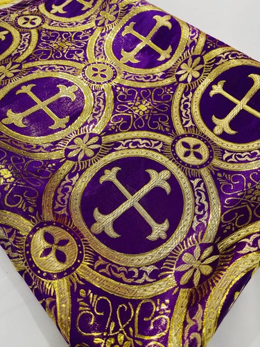 58/60" Cross Brocade Fabric - Religious Church Vestment Cross Jacquard Fabric - Picture 22 of 42