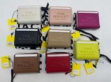 Marc Jacobs Womens The Leather Mini Compact Wallet Zip Around Snap Closure