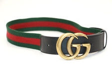 Gucci GG Marmont Web Belt Canvas Leather Size 70X30 - Green/Red/Black/Gold