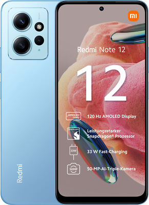 Xiaomi Redmi Note 12 128GB Blau LTE Android Smartphone 6,67'' OLED 4GB RAM USB-C