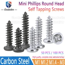 Mini Phillips Round Head Self Tapping Screws Small Bolts Nickel Plated / Black