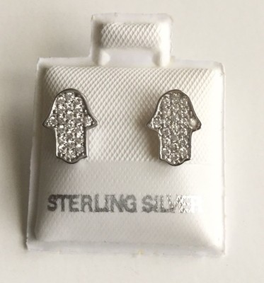925 STERLING SILBER HAMSA OHRRINGE / ARETES DE MANO DE FATIMA EN PLATA 925