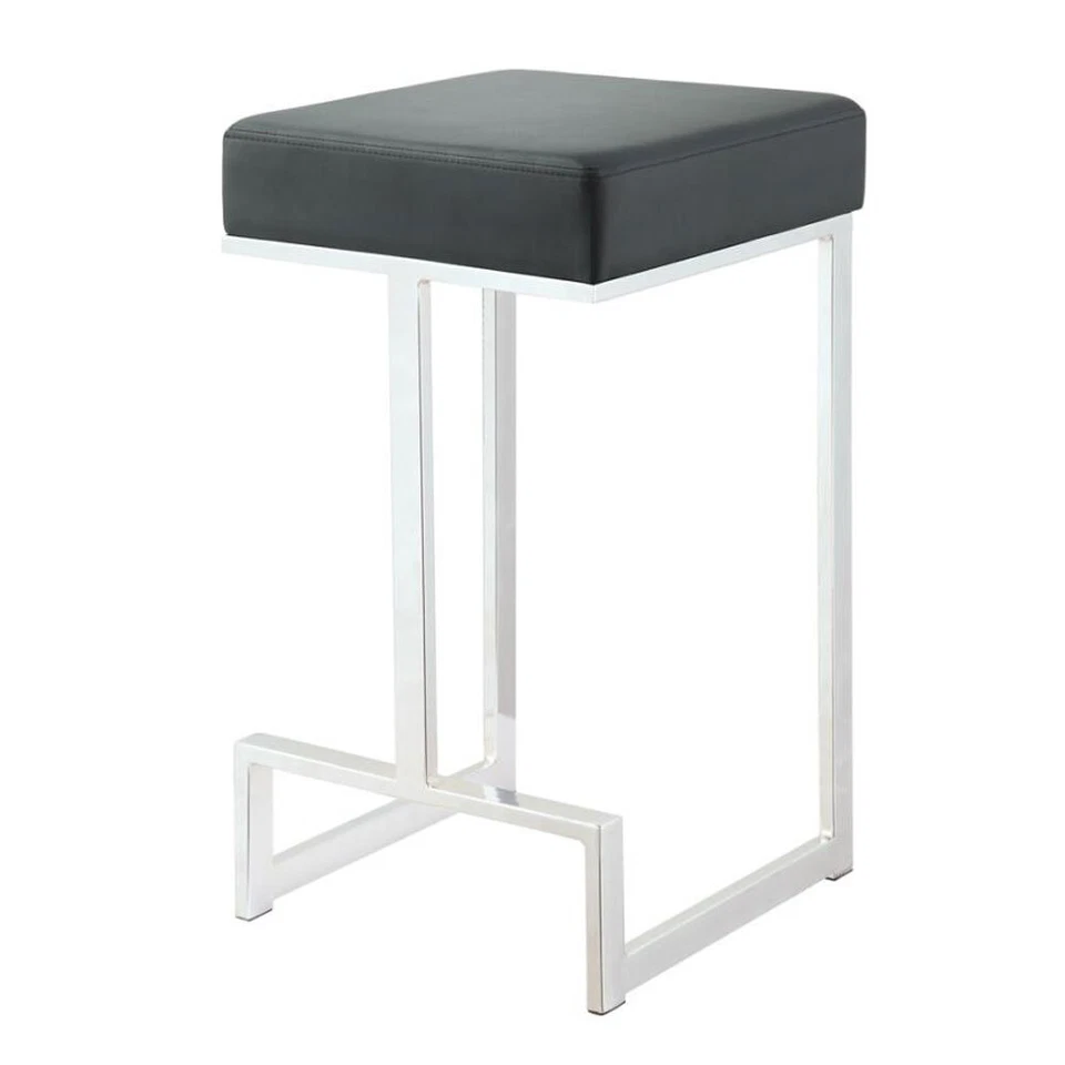 Gervase Modern Cozy Square Counter Height Stool 1 PC Chrome Finish Two Colors - Image 3 of 3