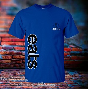 Details about Blue Color Tshirt Uber Eats Logo Clothing