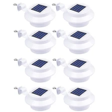 8Pack Waterproof Solar Powered LED Outdoor Gutter Lights with Brackets Garden US