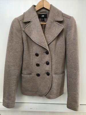 H M Double Breasted Tan Blazer Women's Jacket Size