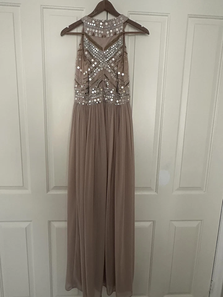 JS Collections Dress Womens 12 Blush Embellished Beaded Sequin Maxi Gown Formal - Image 3 of 4
