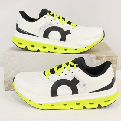 On Cloudflow 5 Mesh Running Sneakers in White/Lime Men's Size 10.5 (3MF10112929)