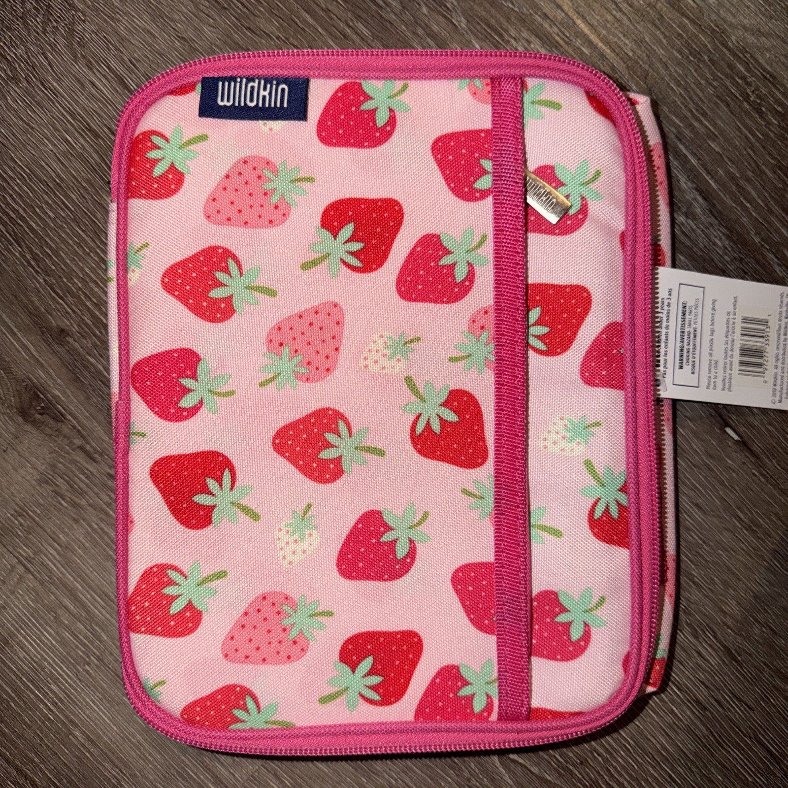 Kids Strawberry Insulated Lunch Box PEVA Lined Fresh Food Cooler Bag
