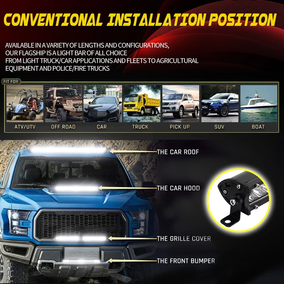 Kit combinado de barra de luz LED de 52" punto de inundación para Dodge Ram 1500/2500/3500 Dakota Foto 4 de 4