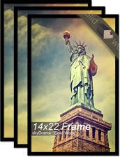 skyDrama Solid Wood 14x22 Picture Frame Set of 3 Black Matte 3 Pack