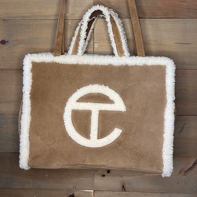 UGG × TELFAR Medium Tote Shopping Bag Chestnut Suede Shearling