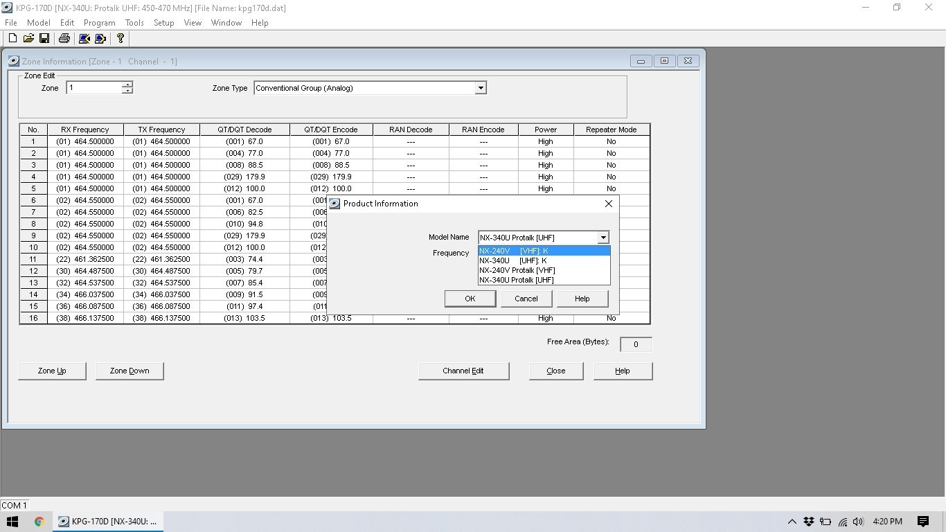 Kenwood KPG-170D v2.01 Programming Software for NX-240V, NX-340U, PROTALK