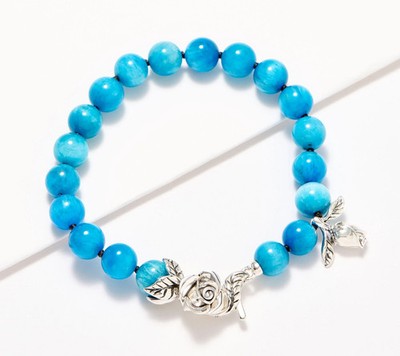 Third Person Sterling Silver Wandering Rose Apatite Beaded Bracelet, 6-3/4''