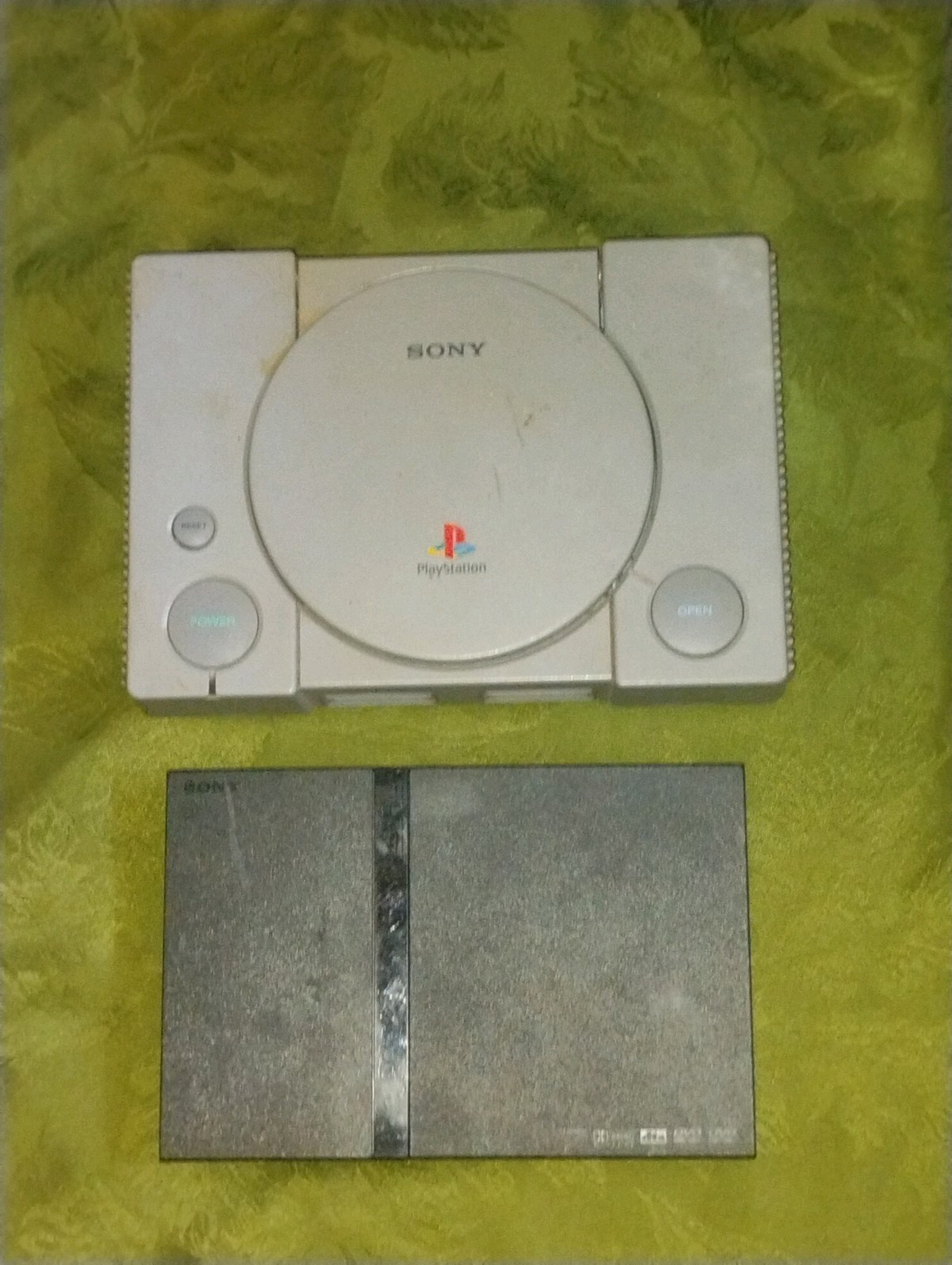 Lot of 2 PlayStation PS1 and PS2 Slim consoles for parts or repair