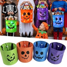 LED Halloween Party Favor Candy Bucket Glow Trick or Treat Bag Buckets Reusable