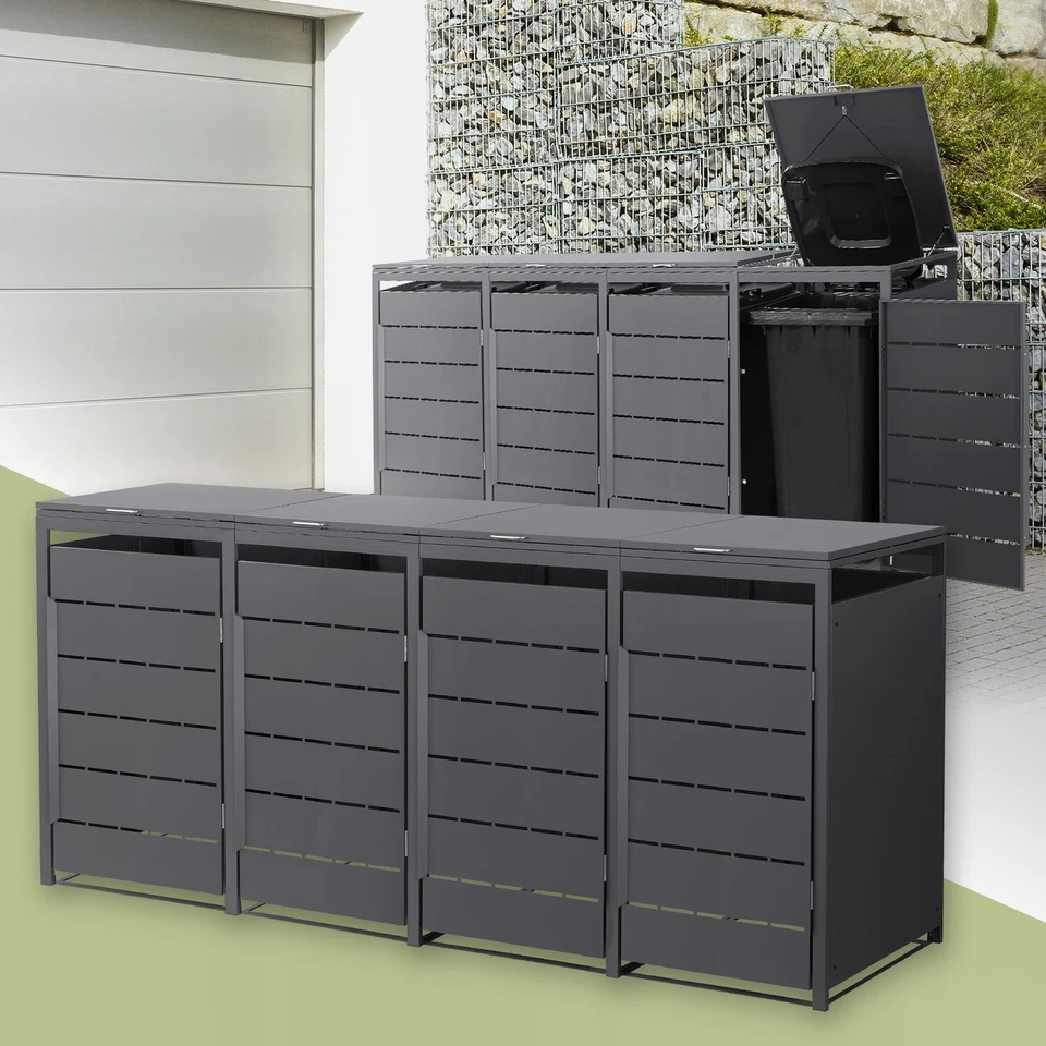 BESTPRICEPARTS 1/2/3/4er Mülltonnenbox Mülltonnenhaus Aufbewahrungsbox Mülltonnenverkleidung